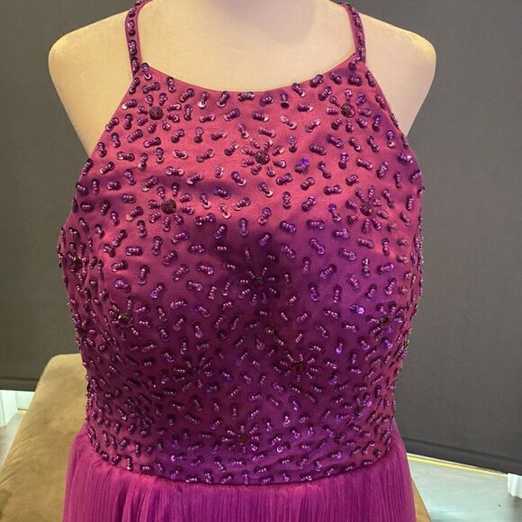 Women’s Short Purple Halter Neck Beaded Prom Party Homecoming Dress Size 14 NEW - Picture 3 of 12